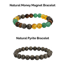 Natural Pyrite Stone & Money Magnet Bracelet 2pc Combo Set