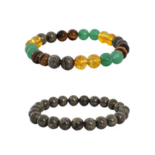 Natural Pyrite Stone & Money Magnet Bracelet 2pc Combo Set