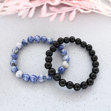 Natural Sodalite Stone & Black Onyx Bracelet 2pc Combo Set