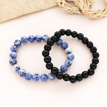 Natural Sodalite Stone & Black Onyx Bracelet 2pc Combo Set