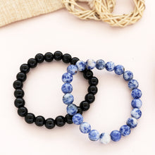 Natural Sodalite Stone & Black Onyx Bracelet 2pc Combo Set