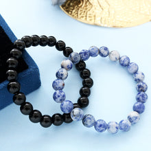 Natural Sodalite Stone & Black Onyx Bracelet 2pc Combo Set