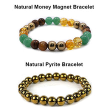 Natural Pyrite Crystal & Money Magnet Bracelet 2pc Combo Set