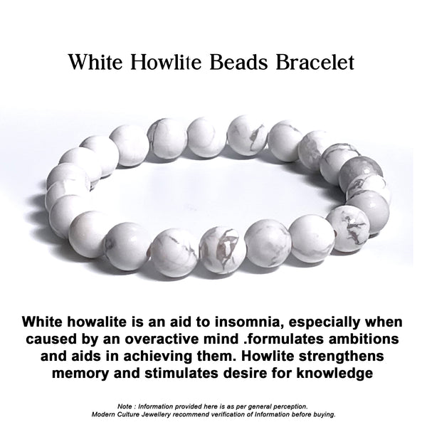 Natural Black Onyx & White Howlite Beads Bracelet 2pc Combo Set