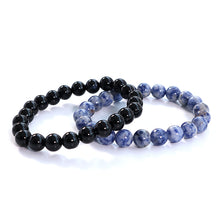 Natural Sodalite Stone & Black Onyx Bracelet 2pc Combo Set